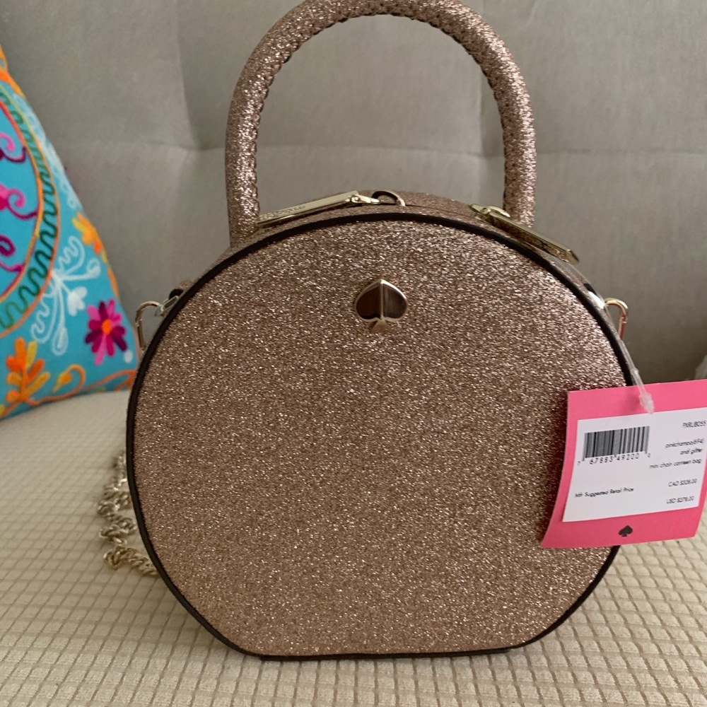 Kate Spade Andi glitter handbag rose gold